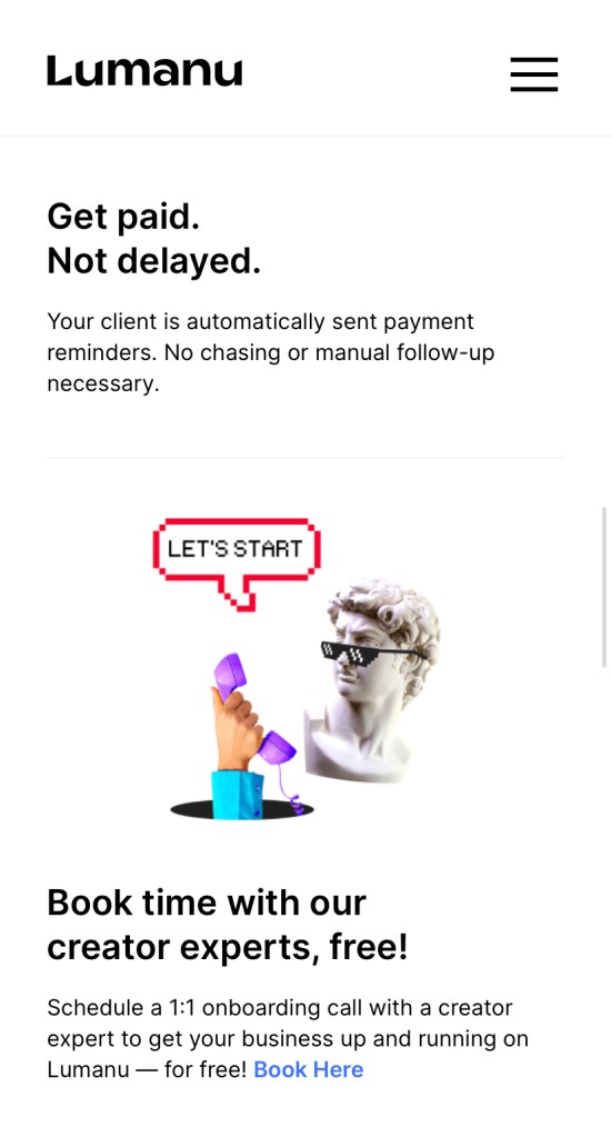 Lumanu - business app for creators x Budding Regardless Lumanu - business app for creators x Budding Regardless
